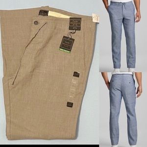 Jos A Bank Sz 40x32 Tan RSVP Collection Tailored Fit Flat Front Linen Blend Pant